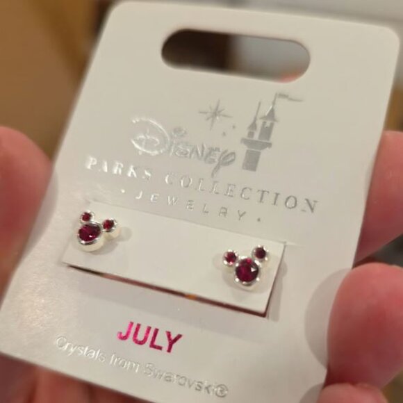 Disney Parks Mickey Mouse Red Swarovski Crystal July Earrings NEW - Picture 1 of 3